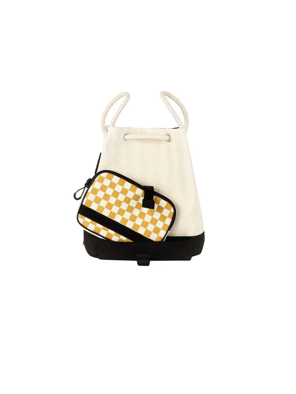 puzzle rope bag checkerboard mustard_ 2 colors in ONE