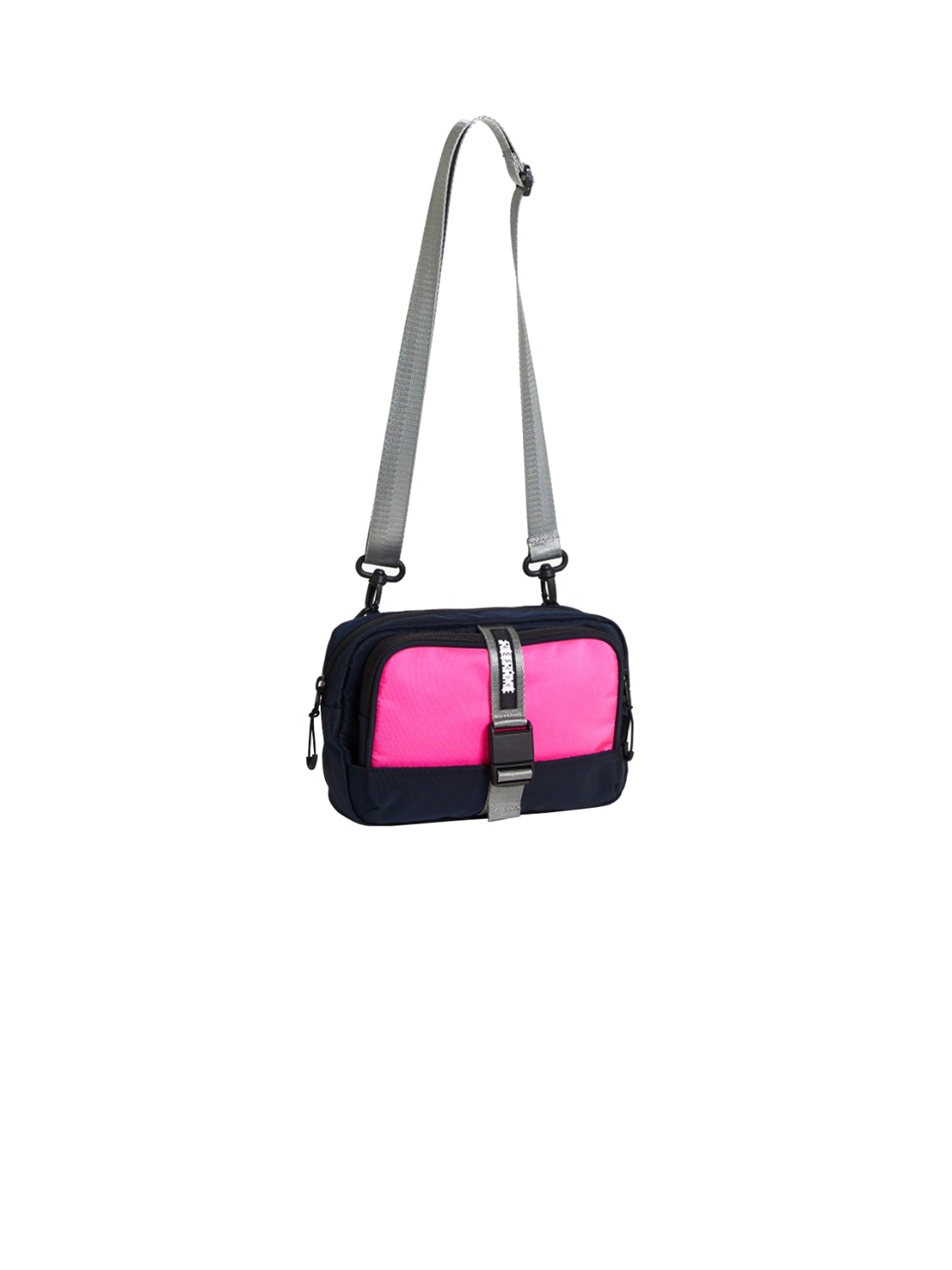 puzzle mini bag navy + pink/navy frame pouch