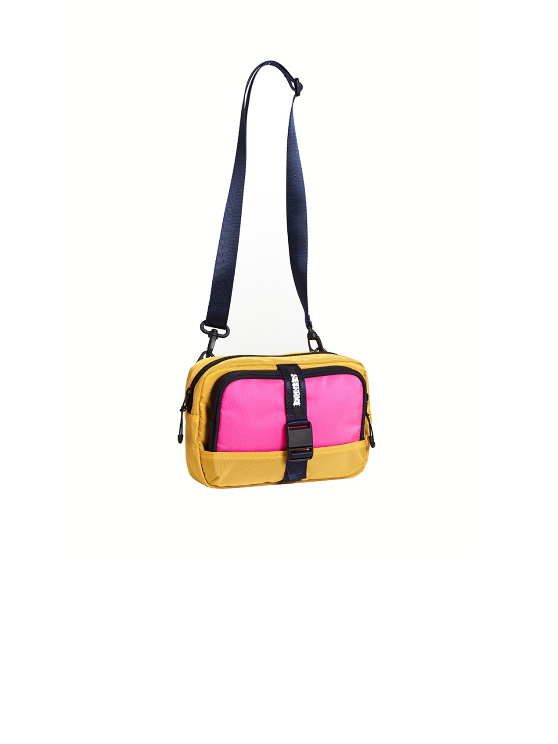 puzzle mini bag yellow + pink/navy frame pouch