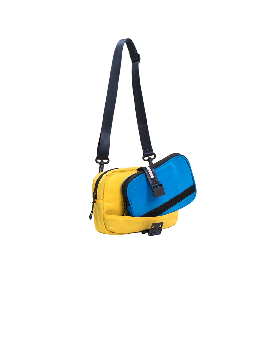 puzzle mini bag yellow + ecru/blue frame pouch